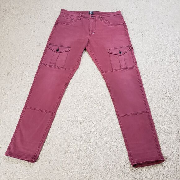 PRPS Jeans Men 33 (34x32) Red Savoy Bowman Tapered Cargo Pant Streetwear Hip Hop - Picture 1 of 12